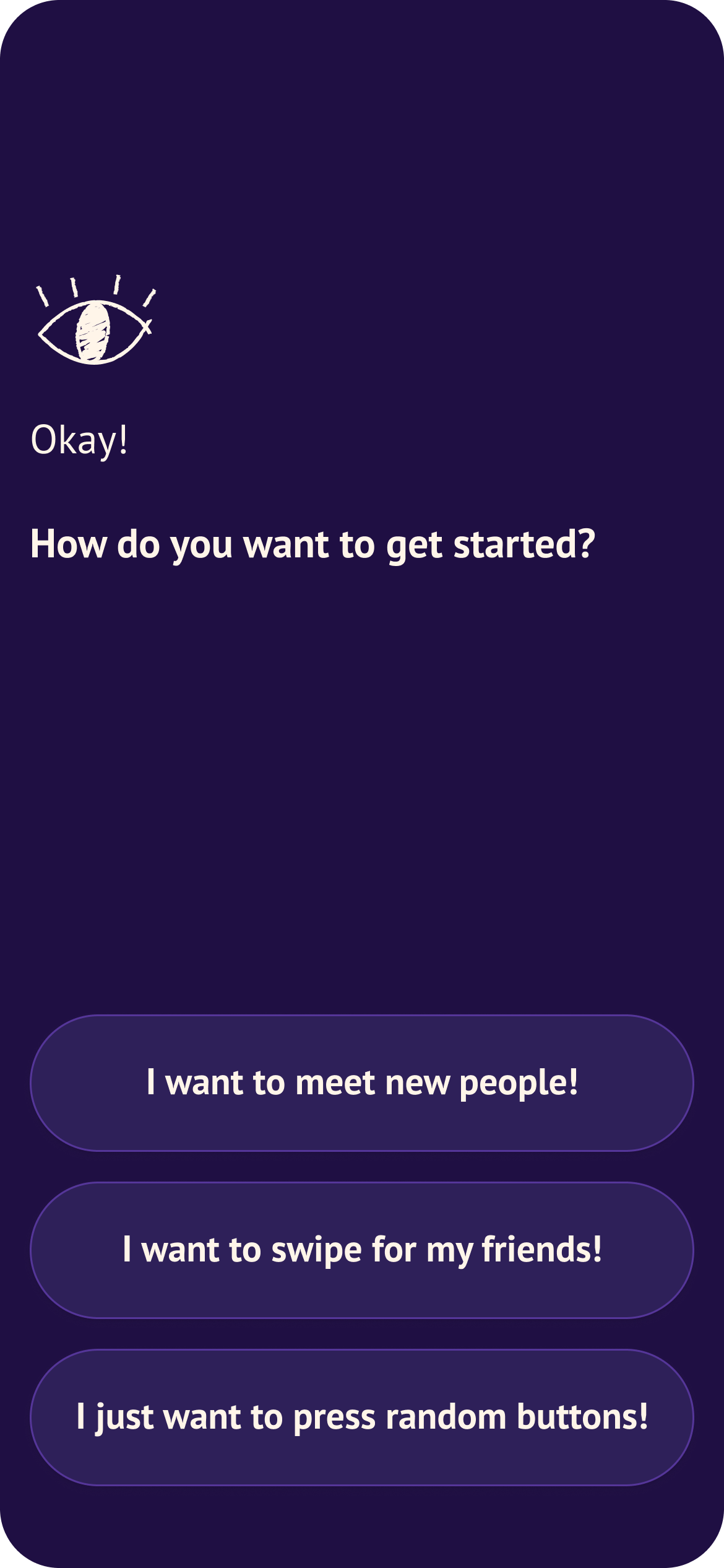 Conversational onboarding screen