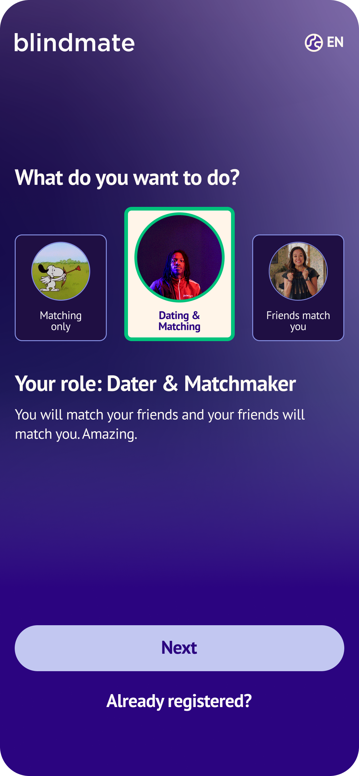 Old role selection: What do you want to do?