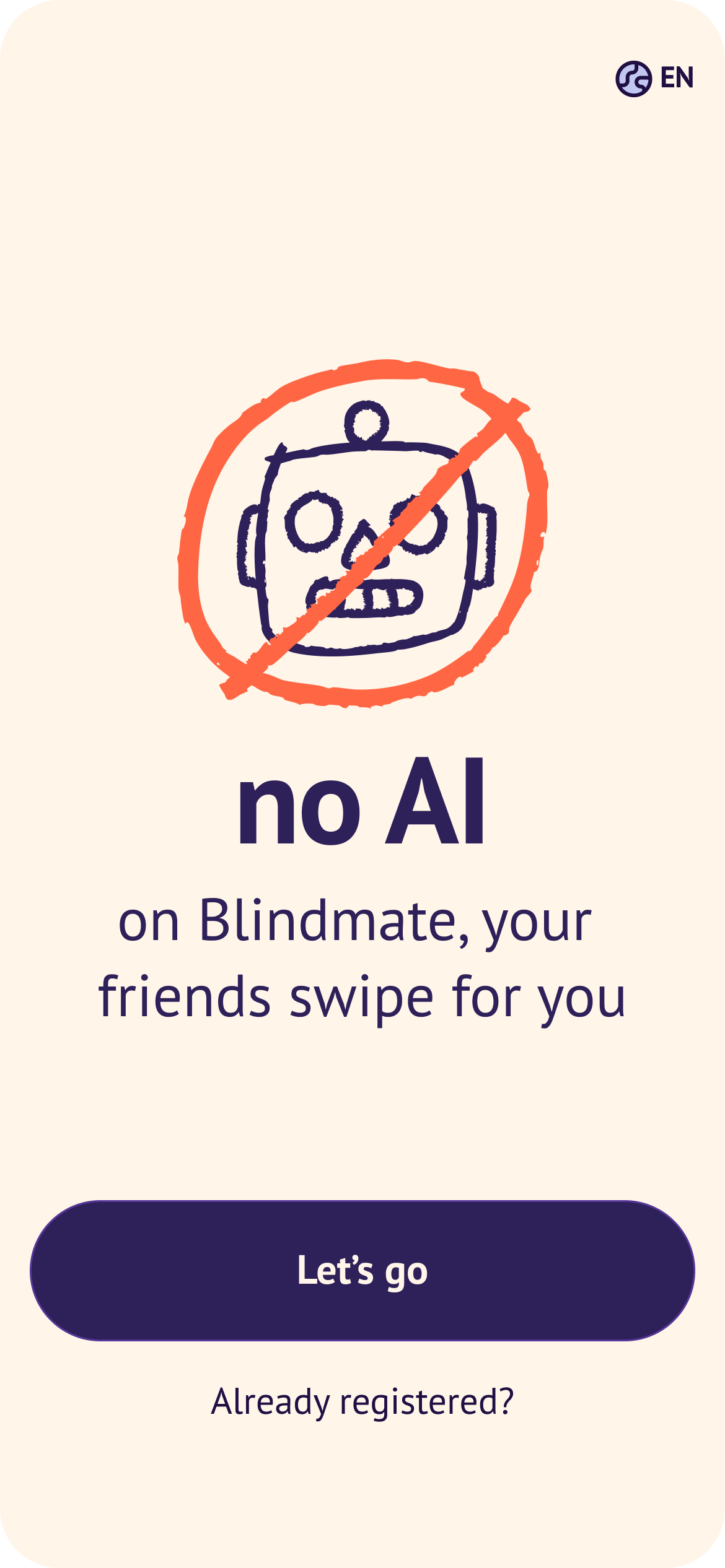 Welcome screen variant 2: no AI