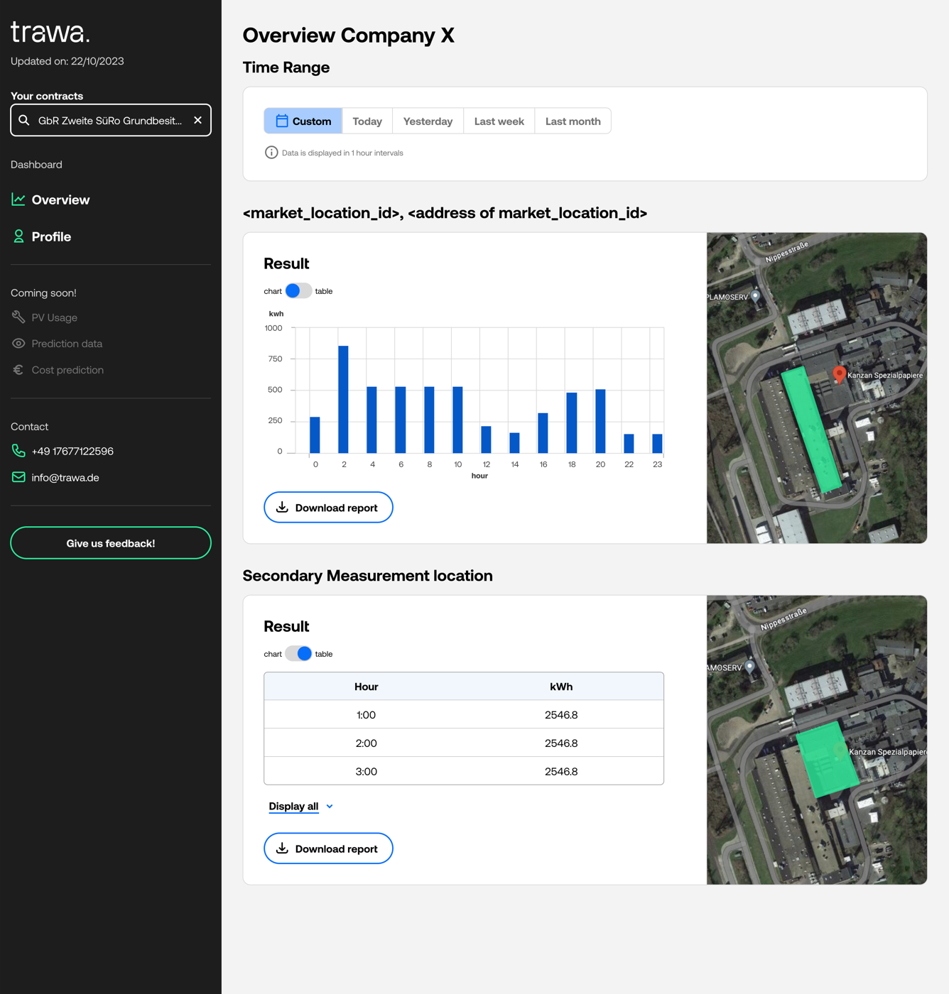 First version — refined dashboard with sidebar navigation and map